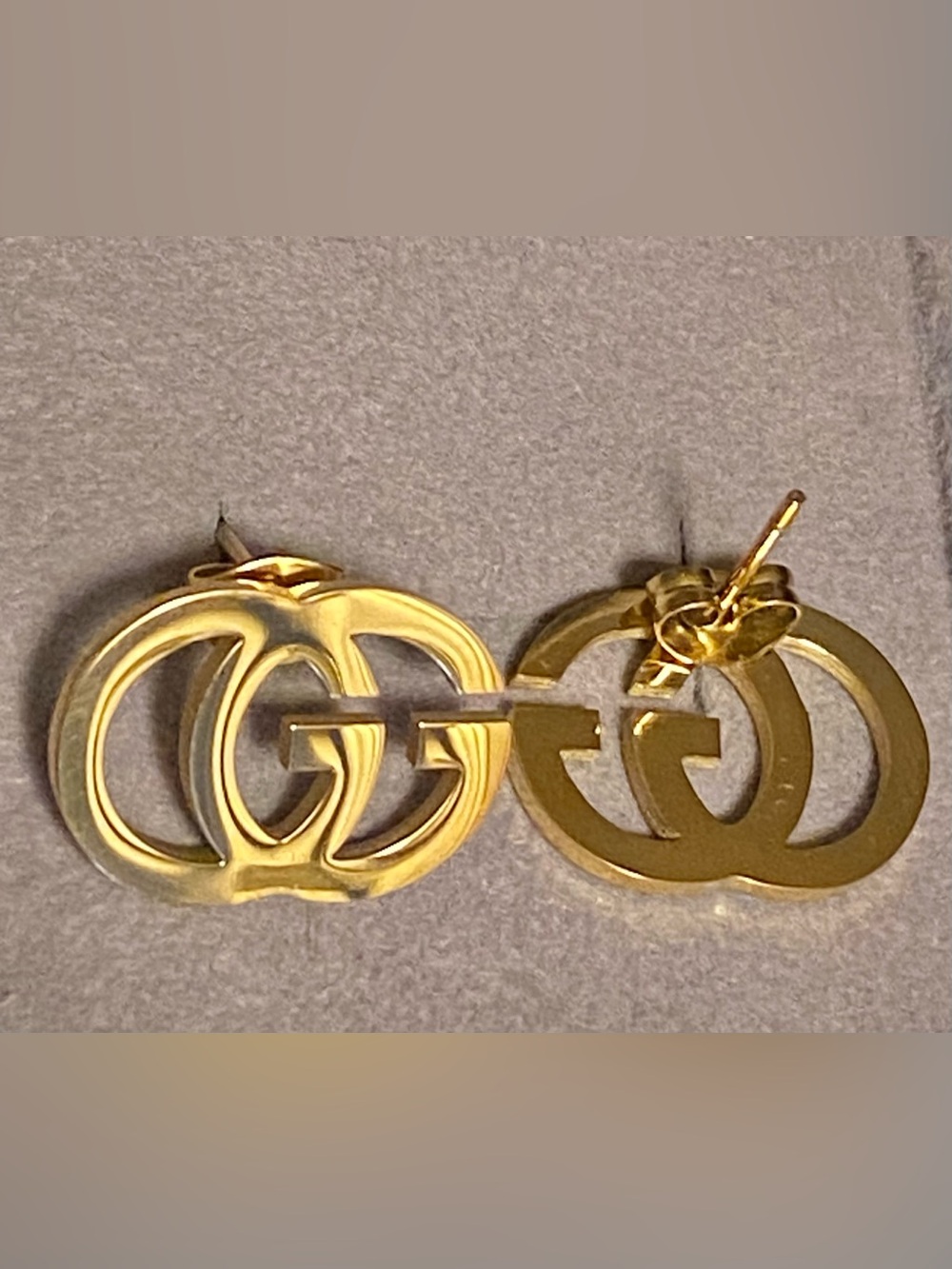 Fashion Jewelry 14K Gold Plated Double-G Style Logo Earrings - Picture 4 of 5